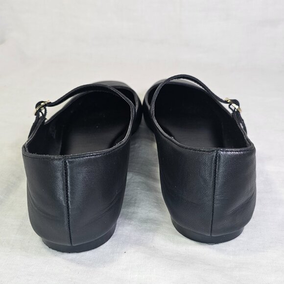 Nordstrom Lea Genuine Leather Square Toe Mary Jane Flats 8.5 Black - Picture 5 of 9